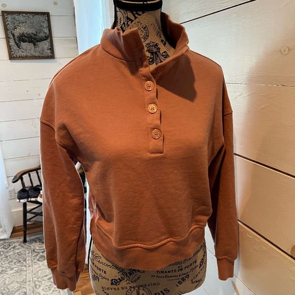 Listicle pullover Button-Up Sweatshirt, size XS, dusty rose mauve, GUC, cropped - Picture 1 of 9